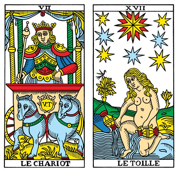 Tarot-Karten: Der Wagen und Der Stern